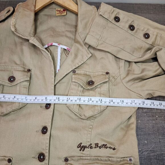 Vintage Apple Bottoms Denim Jacket Y2K Military Button Pockets Womens Medium - Picture 16 of 16